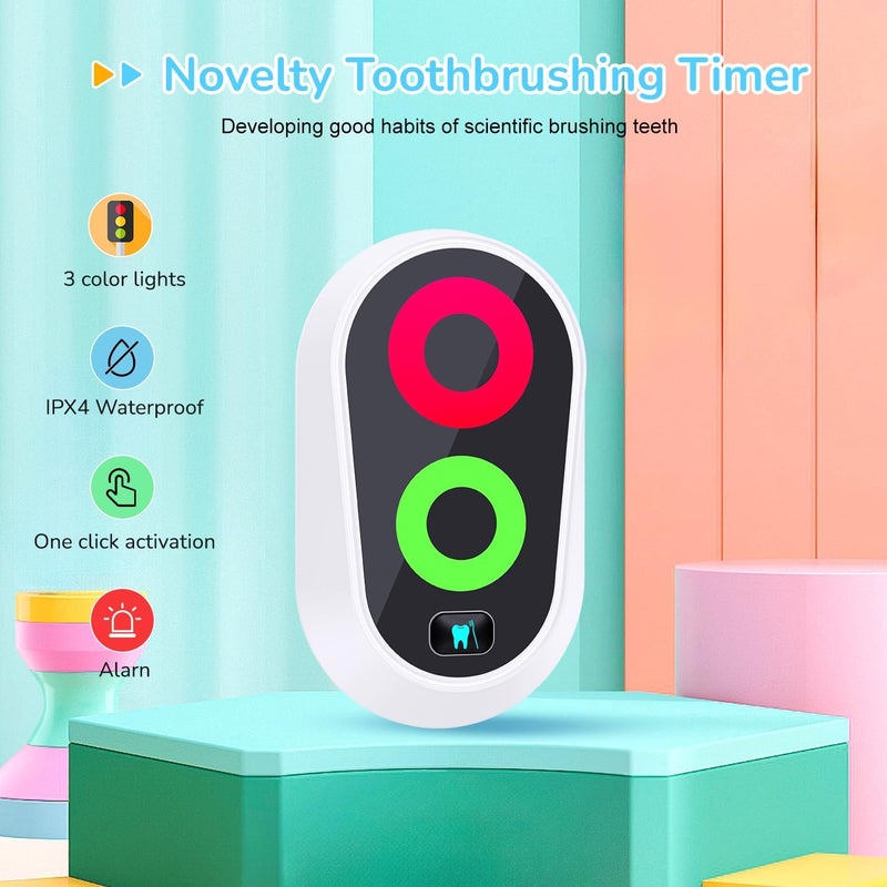 Ferriswheel Toothbrushing Timer for Kids 2 to 3 Minutes, Funny Novelty Gift for Kids Adults, Magnetic Waterproof Timer with Color Lights in Bathroom for Children Training Coach (White) - Image 2